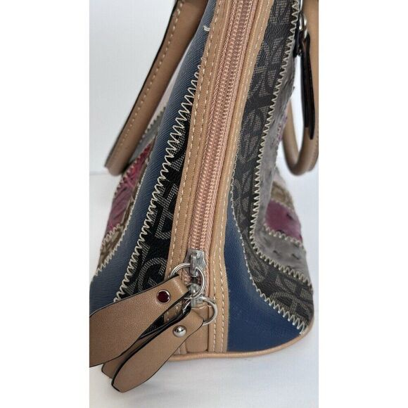 Giani Bernini Med Tote Bag Multi-Color Patchwork Striped Shoulder Bag Purse - Picture 13 of 16